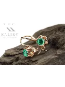 Or rose rouge 14 carats 14k 583 Emerald des boucles d'oreilles vec013 Russe Soviétique URSS Vintage Art Deco style
